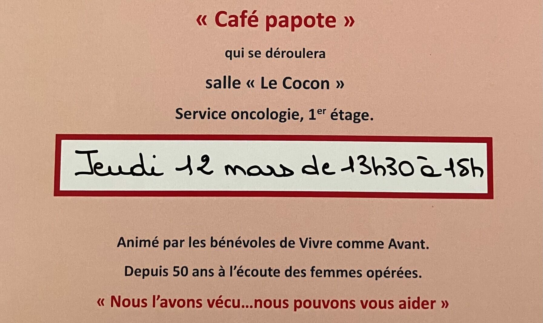 Prochain “café papote”